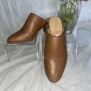 MADEWELL 9.5 Brown Leather Block Heel Harper Mule J8560 EUC Fall Classic